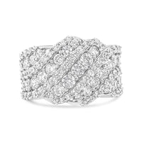 10K White Gold 3.00 Cttw Diamond Multi Row Cluster Band Ring (I-J Color, I3 Clarity) - Size 7