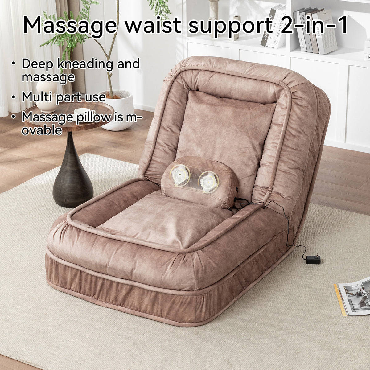 Upholstered Human Dog Bed for Adult & Pets,with 5 Adjustable Position &Massage Pillow, Bean Bag floor sofa with 2 Soft P
