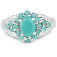 2.13 Carat Genuine Emerald .925 Sterling Silver Ring
