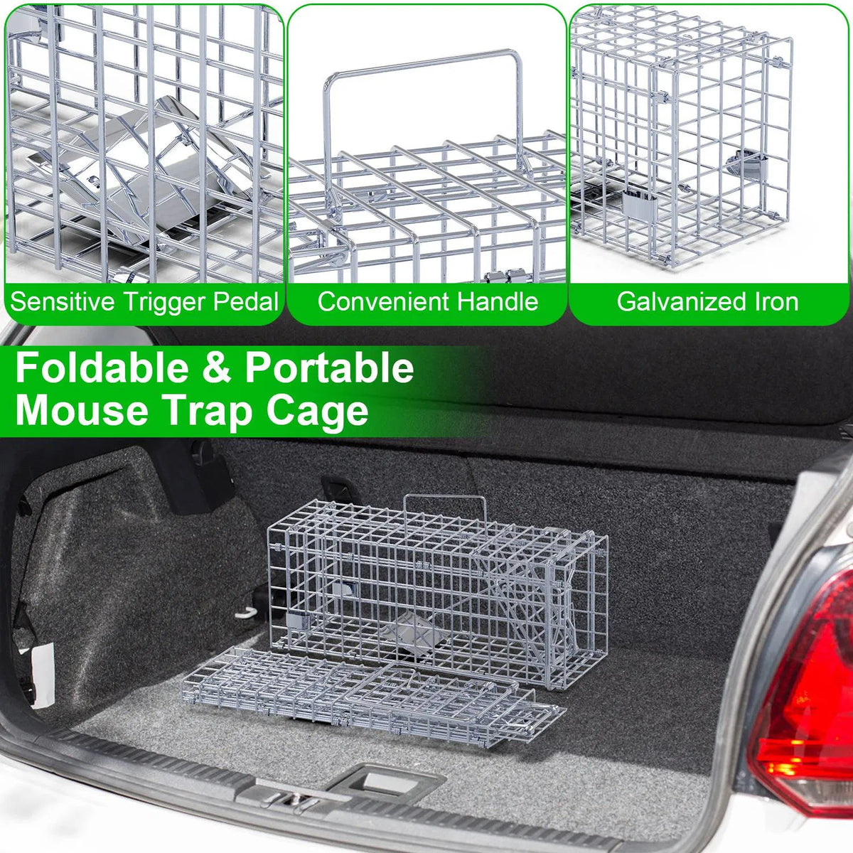 2-Pack Humane Mouse Traps – Instant-Lock One-Way Door, 2 mm Galvanized Metal, Safe for Kids & Pets, Indoor/Outdoor Reusa