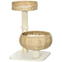Elevated Cat Bed With Sisal Scratching Post For Indoor Kitties, Modern Cat Tree With Cute Basket Design, Small Cat Tree 