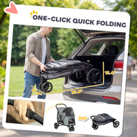 3 Wheel Pet Stroller with Easy One-Click Quick Fold, Mesh Window, Washable Cushion, for Medium Dogs, Gray