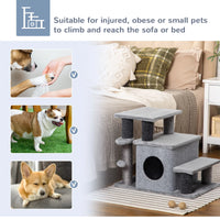 Cat Stairs Pet Steps for Couch Bed with Scratching Posts Condo Ball Toy, 23.6" x 15.7" x 26", Grey