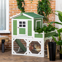 49" Small Chicken Coop Hen House with Garden Space, Chicken House Outdoor Run Cage with Weather Protection, 2-4 Birds, G