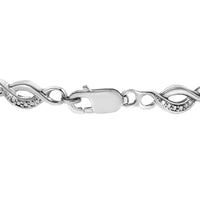 .925 Sterling Silver Prong Set Diamond Accent Curved Spiral Link Bracelet (I-J Color, I3 Clarity) - 7.25"