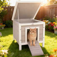 Small Wooden Rabbit Hutch Bunny Cage Guinea Pig Cage Duck House Dog House With Openable & Waterproof Roof, For Rabbits, 