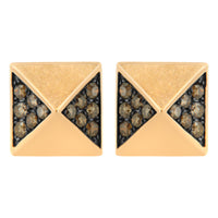 14K Rose Gold 1/4 Cttw Brown Diamond Pyramid Stud Earring (Brown Color, SI1-SI2 Clarity)