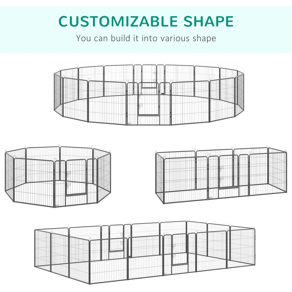Heavy Duty Pet Playpen, 16 Panels Steel Dog Fence Puppy Exercise Pen with 2 Doors Locking Latch, 31.5" Height