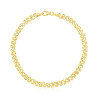 14k Yellow Gold High Polish Textured Fancy Chain Bracelet (4mm)