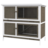 PawHut Wooden Bunny Hutch With Ramp, Indoor Outdoor, Brown