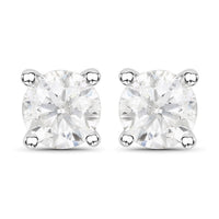 1.02 Carat Genuine White Diamond 14K White Gold Earrings