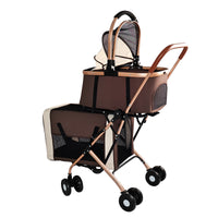 Double Pet Stroller for Dogs and Cats, Foldable Frame, 3-in-1 Convertible Carrier/Tote, Shockproof Wheels, Brake System,