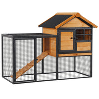Wood-Metal Large Rabbit Hutch Bunny Cage Pet House Small Animal Habitat with Slide-Out Tray, Lockable Door, Water-Resist