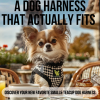 Houndstooth Dog Harness by EcoBark - Step In Dog Harness - Reflective Soft Mesh Halter Body Harness for Teacup, Small Dogs and Puppies - BIG FRENCHIES