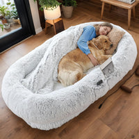 Human Dog Bed, Washable Faux Fur Dog Bed for People Doze Off, Napping Orthopedic Dog Bed,71''x45''x14'' Size Fits You an