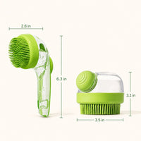 2 Pack Long & Short Handheld Dog Cat Shower Brush With Liquid Dispenser, Soft Silicone Grooming Brush For Pet Bathing & 