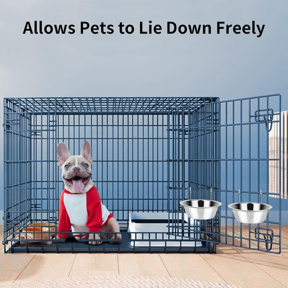 2PCS 8oz Stainless Steel Hanging Kennel Water Bowls