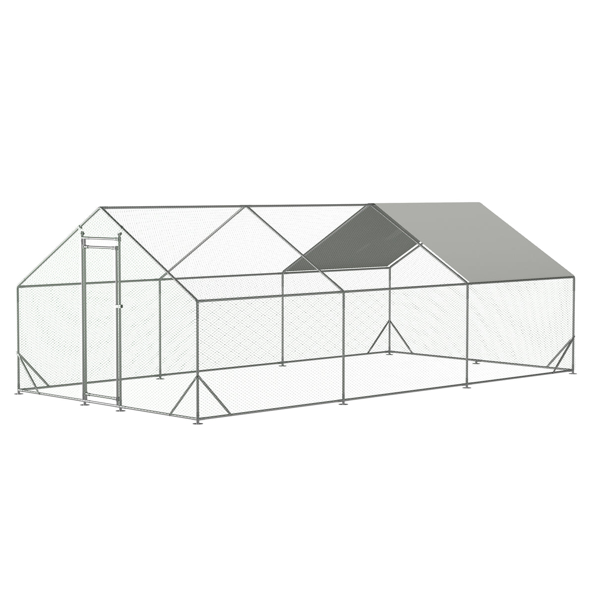 Large Metal Chicken Coop, Walk-in Chicken Run, Galvanized Wire Poultry Chicken Hen Pen Cage, Rabbits Duck Cages With Wat