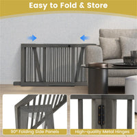 Adjustable Expandable Wooden Pet Gate 22 Inch Tall Freestanding Safety Fence, Gray Pine Wood Slide Dog Gate Easy Assembl