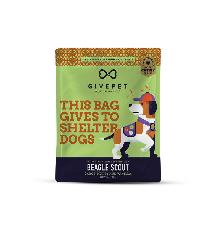 GivePet Beagle Scout Soft & Chewy Training Dog Treats with Carob, Honey & Vanilla, 6.3 oz, Pack of 20