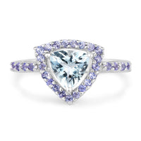 1.41 Carat Genuine Aquamarine & Tanzanite .925 Sterling Silver Ring