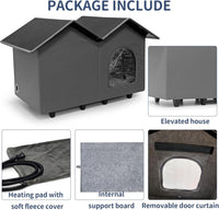 Elevated Heated Cat House for Indoor & Outdoor Use – 2 Sizes