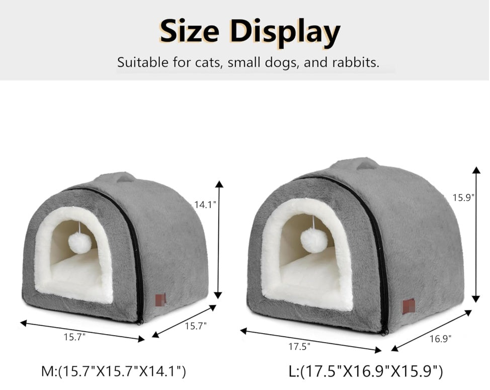 Cat Bed For Indoor Cats Foldable Cat Cave Anti-Slip Water-Resistant Bottom Cat Houses For Indoor Cats Or Small Dogs Kitt