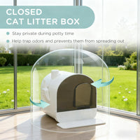 White Cat Litter Box With Lid With Scoop And Filter
