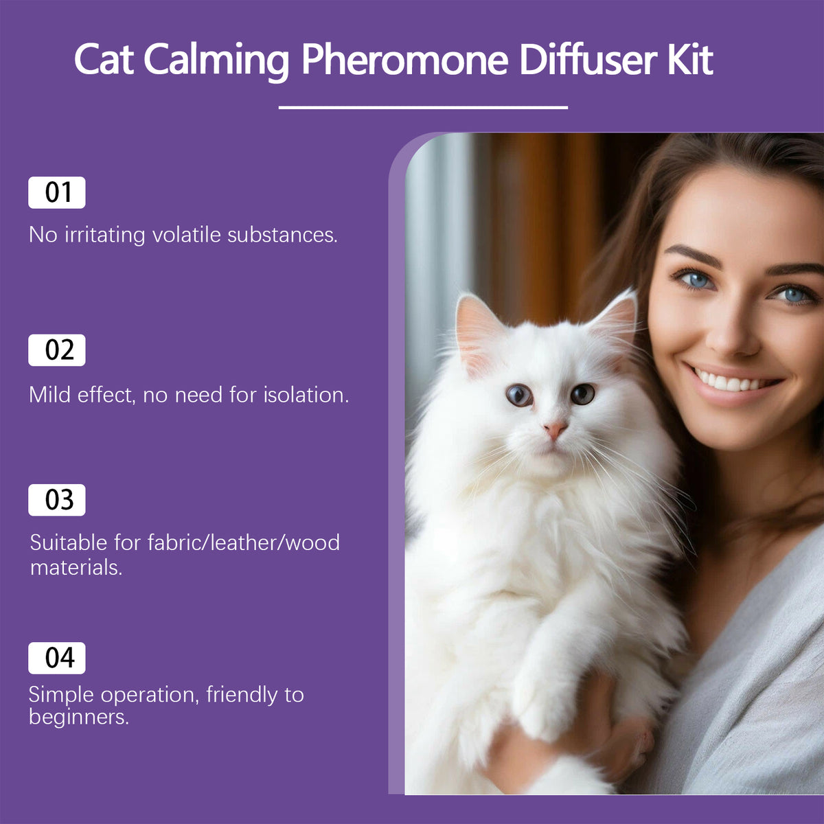 Calming Cat Spray, 60ML Natural Cat Anxiety Relief Spray For Stress & Bad Behavior Correction Product Bullet Points Natu