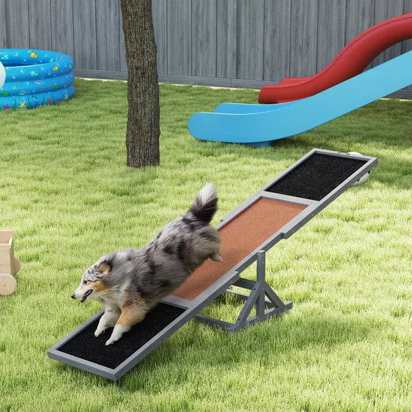 Wooden Dog Agility Seesaw For Training And Exercise, Weather Resistant, 83 L X 16 W X 14 H Inch