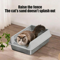 Stainless Steel Cat Litter Box, Large Open Top Litter Box With Anti Splash High Sides, Anti Tracking Pedal, Easy To Clea