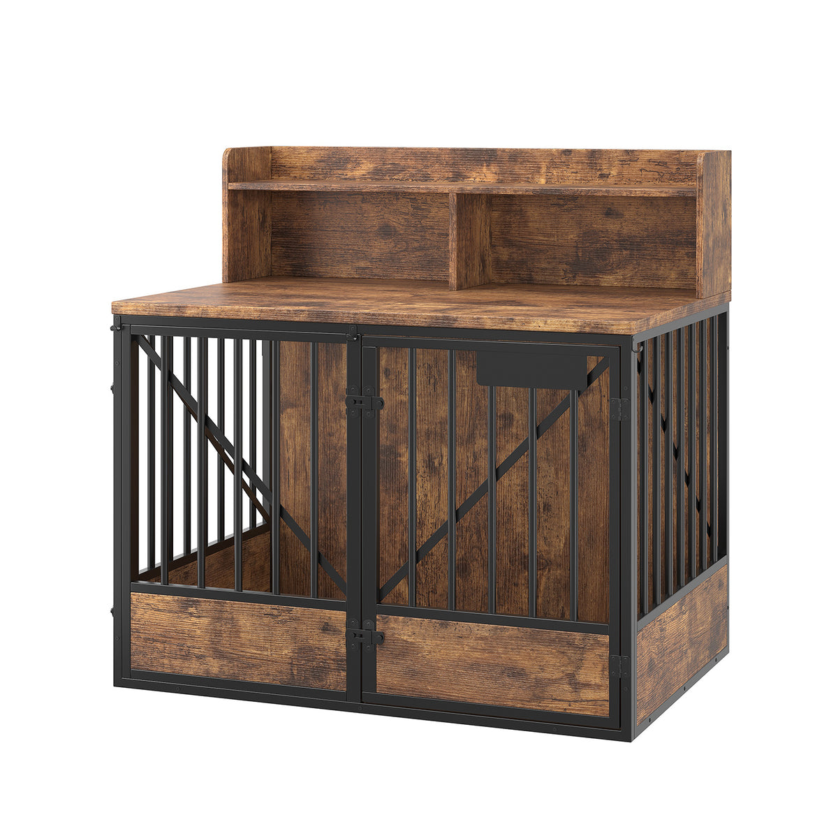Dog Crate Large Capacity Multifunctional Spacious Top Pet Kennel With 2 Open Storage Compartment