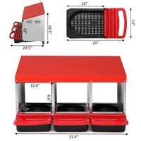3 Compartment Roll Out Chicken Nesting Box with Plastic Basket, Egg Nest Box Chicken Laying Box Hens Chicken Coop Box, R