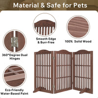 Wooden Freestanding Foldable Pet Gate for Dogs, 30 inch 3 Panels Step Over Fence, Dog Gate for The House, Doorway