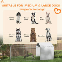 Galvanized Chain Link Large Outdoor Dog Kennel With Waterproof & UV-Resistant Cover, For M&L Dogs, 19.7' X 7.5' X 7.5',M