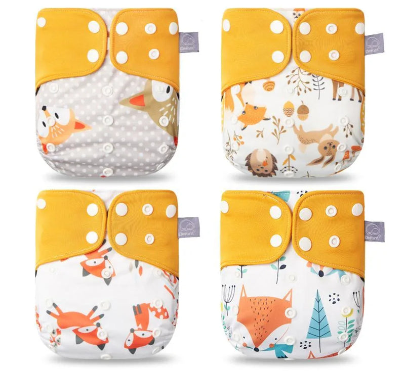 Modern Eco-friendly Diaper New 4pcs/set Washable Coffee Mesh Cloth Diaper Cover Adjustable Nappyies For Kids - BIG FRENCHIES