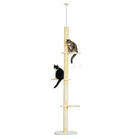 4-Tier Floor To Ceiling Cat Tree Height Adjustable 87 -103 Inch