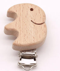 Modern Wood Naural Nipple Chain Accessories BPA Free Cute Modelling Beech Pacifier Clip Small Elephant Heart-shaped Holder for Pacifier - BIG FRENCHIES
