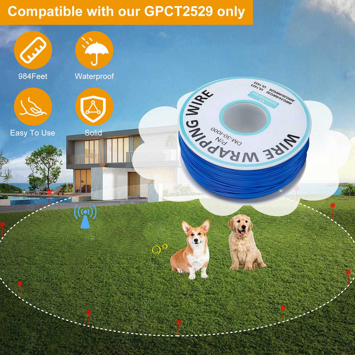1Set Electric Dog Fence System Pet Tone Shock Boundary Containment Water Resistant Collar Receiver For Small Medium Larg