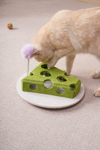 Cat Puzzle Toy With Ball And Spring-loaded Wand Felt Indoor Cat Toy Box Suction Cup Base Treat Puzzle Helps Cats Play In