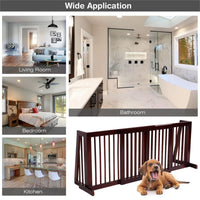 Wooden Pet Gate 3 Panels,Freestanding Length Adjustable