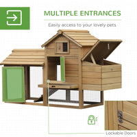 59" Small Wooden Chicken coop Hen House Poultry Cage for Outdoor Backyard with 2 Doors, Nesting Box and Removable Tray, 