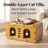 Multi-Style Double-Layer Cat Scratcher House, 2-Tier Large Cat Villa Bed With Corrugated Cardboard, Interactive Hanging 
