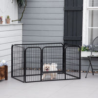 32"W 4-Panel Metal Dog Pen Exercise Pet Playpen Dog Indoor/Outdoor Fence, Black