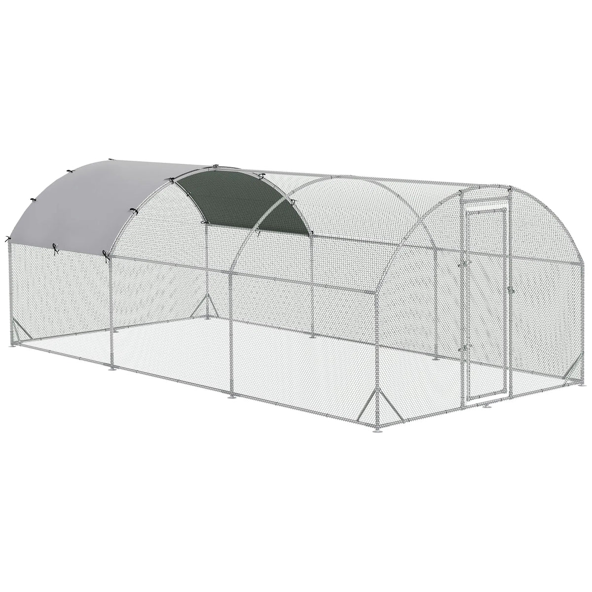 Galvanized Large Metal Chicken Coop Cage Walk-in Enclosure Poultry Hen Run House Playpen Rabbit Hutch with Cover for Out