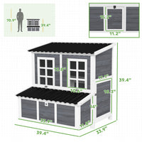 Wooden Chicken Coop with Nesting Box, Pull-Out Tray, Waterproof Roof, 39" Chicken House for 2-4 Chickens, Rabbits
