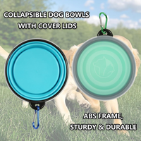 Collapsible Bowl With Cover Lids,2 Pack Dog Travel Bowls Portable Foldable Cat Water Dish Bowl For Pets Walking Parking 