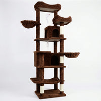 68in Tall Multi-Level Green Cat Tree with Hammocks, Hanging Basket, Cat Cave, Removeable Cushion, Scratching Posts - Plu