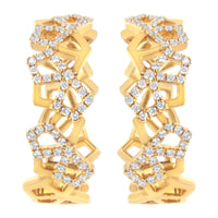 14K Yellow Gold 3/4 Cttw Diamond Honeycomb Hoop Earrings (G-H Color, SI1-SI2 Clarity) - 24MM