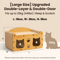 Multi-Style Double-Layer Cat Scratcher House, 2-Tier Large Cat Villa Bed With Corrugated Cardboard, Interactive Hanging 